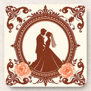 Romantic Silhouette of a Couple Coaster