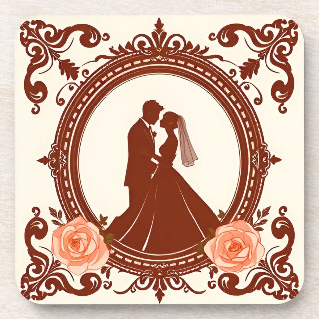 Romantic Silhouette of a Couple Coaster (Front)