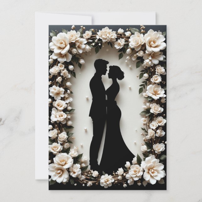 Romantic Silhouette of Couple  Invitation (Front)