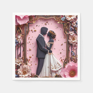 Romantic Silhouette Wedding Scene For Reception Napkin