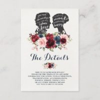 Romantic Silhouettes Navy Maroon Floral Details