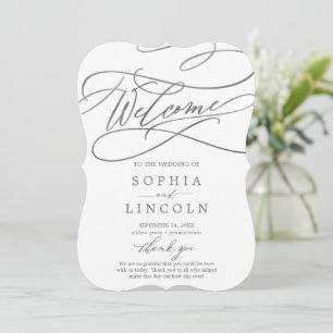Romantic Silver Calligraphy Wedding Program Programme