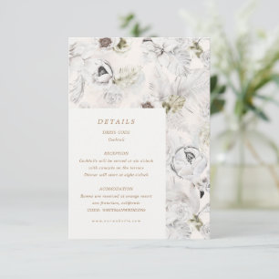 romantic silver floral wedding details enclosure c card
