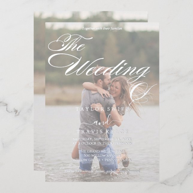 Romantic | Silver Foil Faded Photo Wedding  (Front/Back)