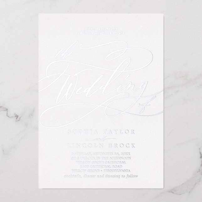 Romantic Silver Foil Flourish The Wedding Of (Front)