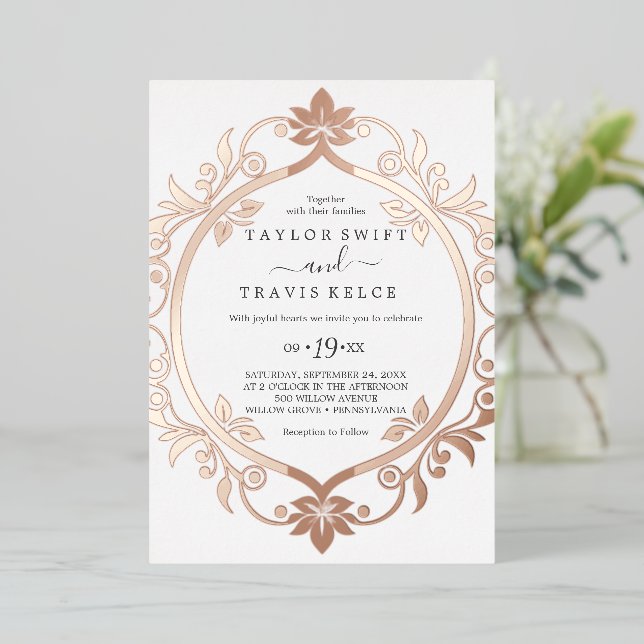 Romantic Silver Foil Flourish | Wedding (Standing Front)