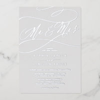 Romantic Silver Foil Grey Mr & Mrs Wedding