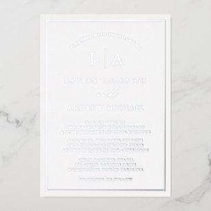 Romantic Silver Foil Monogram Border Wedding