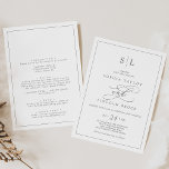 Romantic Silver Monogram Double Sided Wedding Invitation<br><div class="desc">This romantic silver monogram double sided wedding invitation is perfect for a simple wedding. The modern classic design features fancy swirls and whimsical flourishes with gorgeous elegant hand lettered faux silver foil typography. Save paper by including the details on the back of the wedding invitation instead of on a separate...</div>