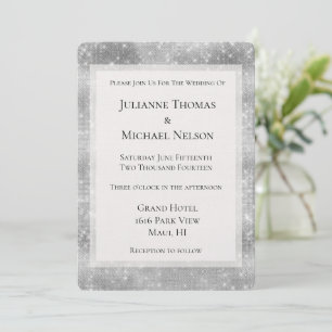 Romantic Silver Sparkle Glitz Wedding Invitation