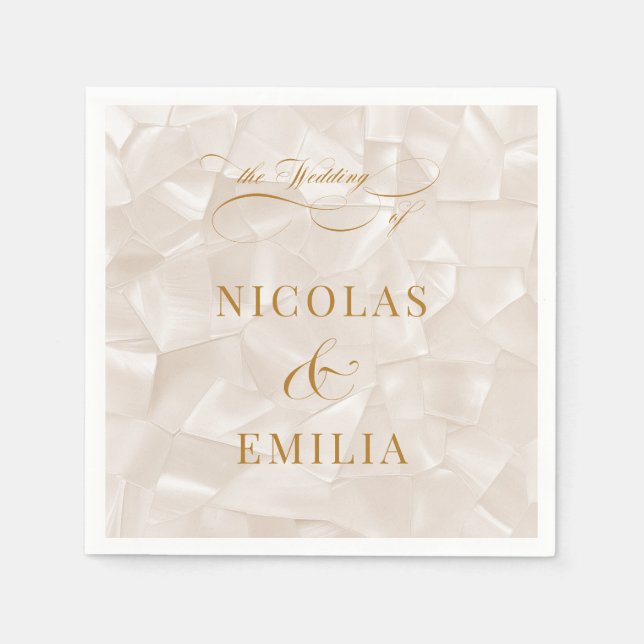 Romantic Simple Neutral Wedding Napkin (Front)