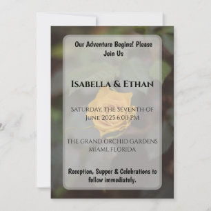 Romantic Single Yellow Rose Dark Garden Wedding  Invitation