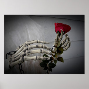 Romantic skeleton with rose poster