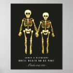 Romantic Skeletons Foil Prints<br><div class="desc">Funny and witty anniversary gift with gold foil skeletons and big red hearts. Get ready for your October weddings with a Halloween or Day of the Dead theme. Perfect for fans of spooky holidays or horror.</div>
