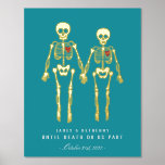 Romantic Skeletons Foil Prints<br><div class="desc">Funny and witty anniversary gift with gold foil skeletons and big red hearts. Get ready for your October weddings with a Halloween or Day of the Dead theme. Perfect for fans of spooky holidays or horror.</div>