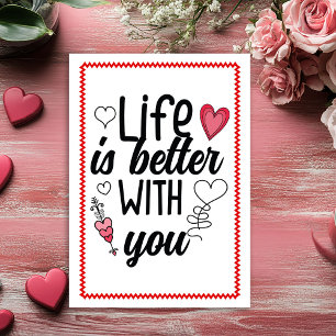 Romantic Sketch Hand Drawn Valentine Card Red