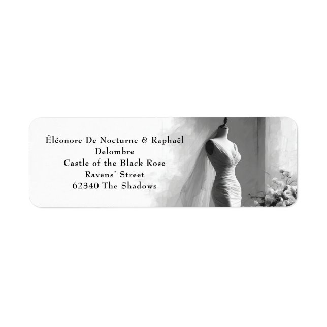 Romantic Sketch Wedding return label (Front)