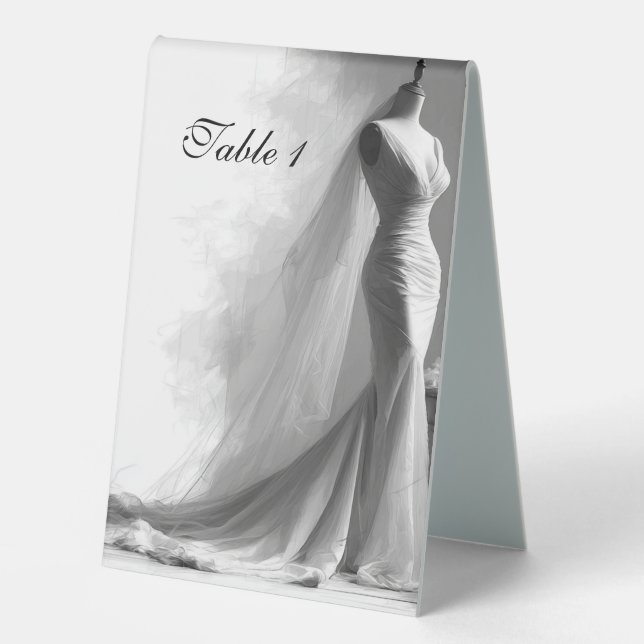 Romantic Sketch Wedding Table Number Card with Per (Front)