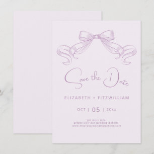 Romantic Sketched Bow Lilac Background Save The Date