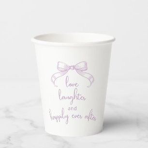 Romantic Sketched Bow Lilac Love Laughter Happily Paper Cups
