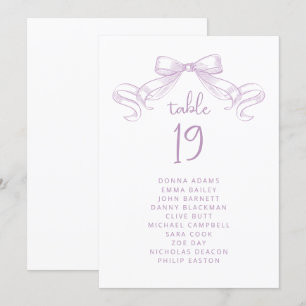 Romantic Sketched Bow   Lilac Seating Chart Card