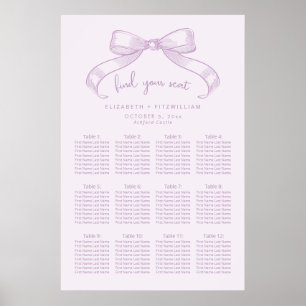 Romantic Sketched Bow Lilac Seating Chart Poster