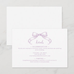 Romantic Sketched Bow   Lilac Wedding Details  Enclosure Card