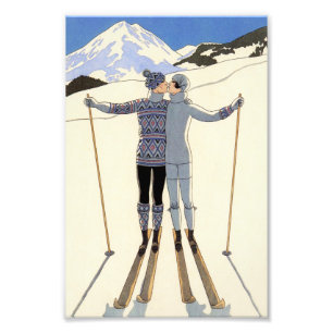 Romantic Skiing Couple Photo Print