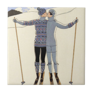 Romantic Skiing Couple Tile