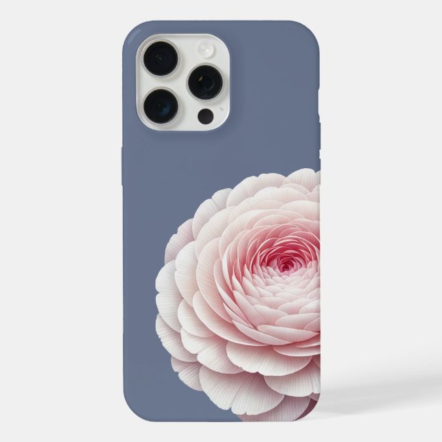 Romantic Slate Blue Blush Floral iPhone Case (Back)