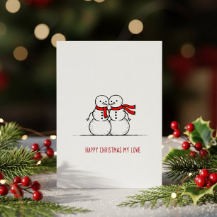 Romantic Snowman Kiss Card – Sweet Christmas Love