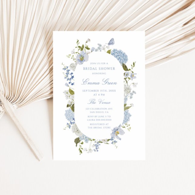 Romantic Soft Blue Floral Bridal Shower Invitation (Creator Uploaded)