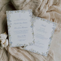 Romantic Soft Blue Floral Frame All in One Wedding