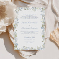 Romantic Soft Blue Floral Frame Wedding