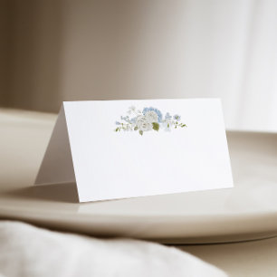 Romantic Soft Blue White Wedding Place Card