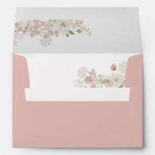 Romantic Soft Blush Floral Wedding Envelope