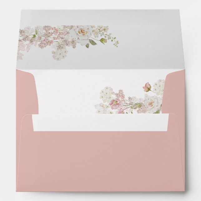 Romantic Soft Blush Floral Wedding Envelope (Back (Bottom))