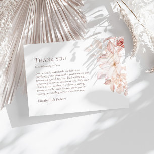 Romantic Soft Blush Roses Wedding Thank You Card