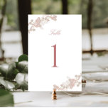 Romantic Soft Blush Vintage Floral Wedding Table Number<br><div class="desc">Elegant romantic wedding table number card,  adorned with a stunning soft blush watercolor floral design and classic calligraphy.</div>