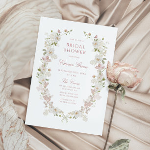 Romantic Soft Blush Vintage Frame Bridal Shower Invitation