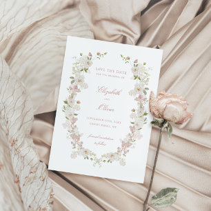 Romantic Soft Blush Vintage Frame Wedding Save The Date
