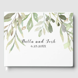 Romantic Soft Botanical Greenery Wedding Guest Book