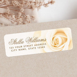 Romantic soft cream ivory rose return address
