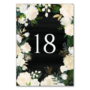 Romantic Soft Ivory Flowers Frame Chalkboard Table Number
