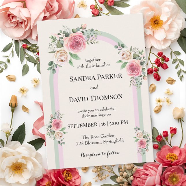 Romantic Soft Pastel Floral Arch Wedding  Invitation (Creator Uploaded)