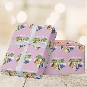 Romantic Soft Pink Couple Photo Valentine's Day Wrapping Paper