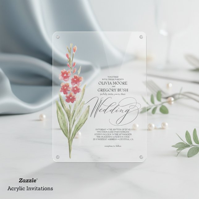 Romantic Soft Pink Flowers Summer Garden Acrylic Invitations (Creator Uploaded)