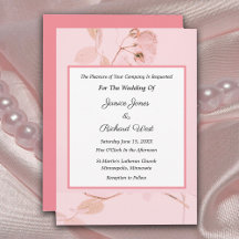 Romantic Soft Pink Rose Bud Wedding Invitation