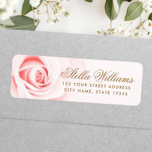 Romantic soft pink rose return address