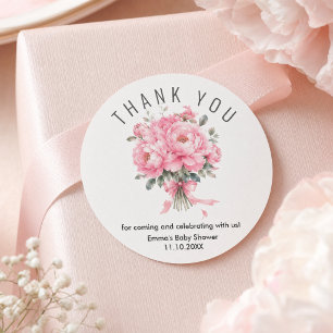 Romantic Soft Pink Thank You Classic Round Sticker